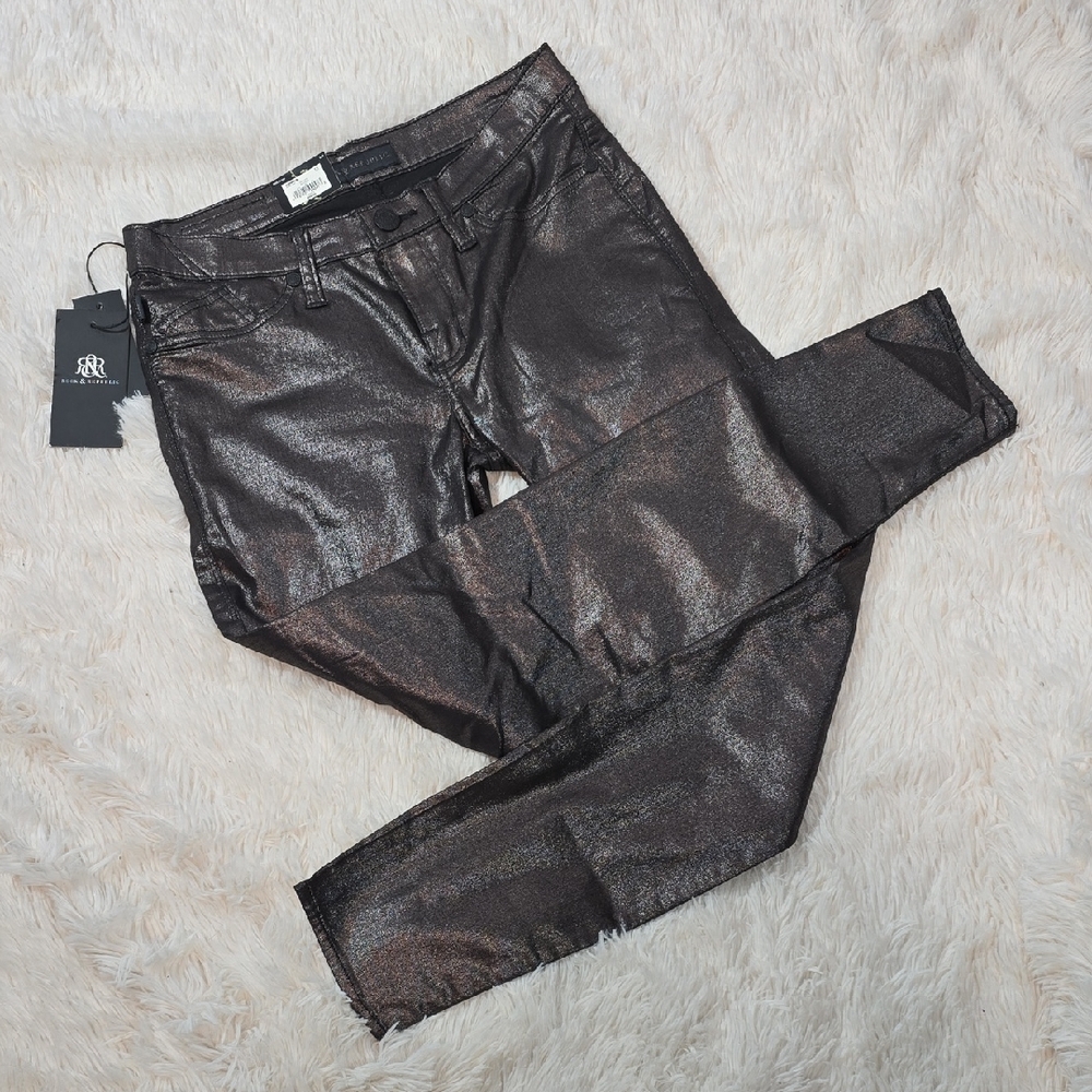 Rock & Republic Shiny Metallic "Kashmiere" Skinny Jeans Size 8 NWT - Picture 1 of 13